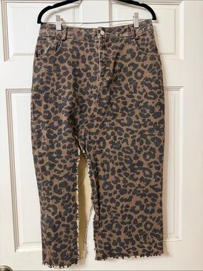 So Me Leopard-Print Denim Skirt in Brown and Black